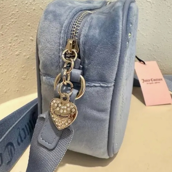 Juicy Couture Let It Shine Velvet Rhinestones Logo Crossbody Bag NWT - Picture 4 of 9